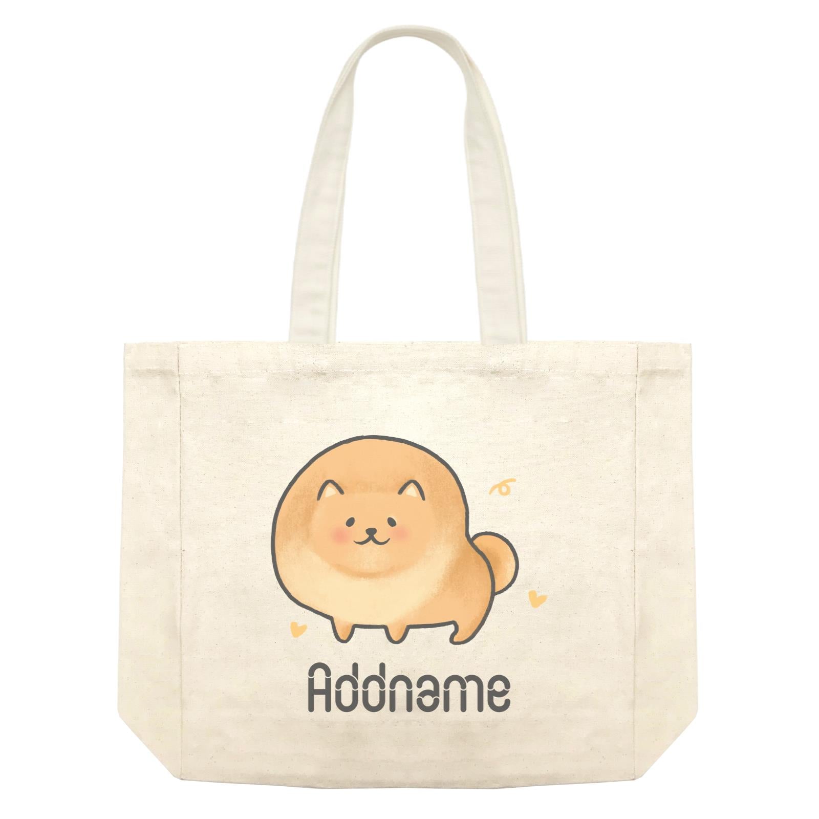Cute Hand Drawn Style Pomeranian Addname Shopping Bag