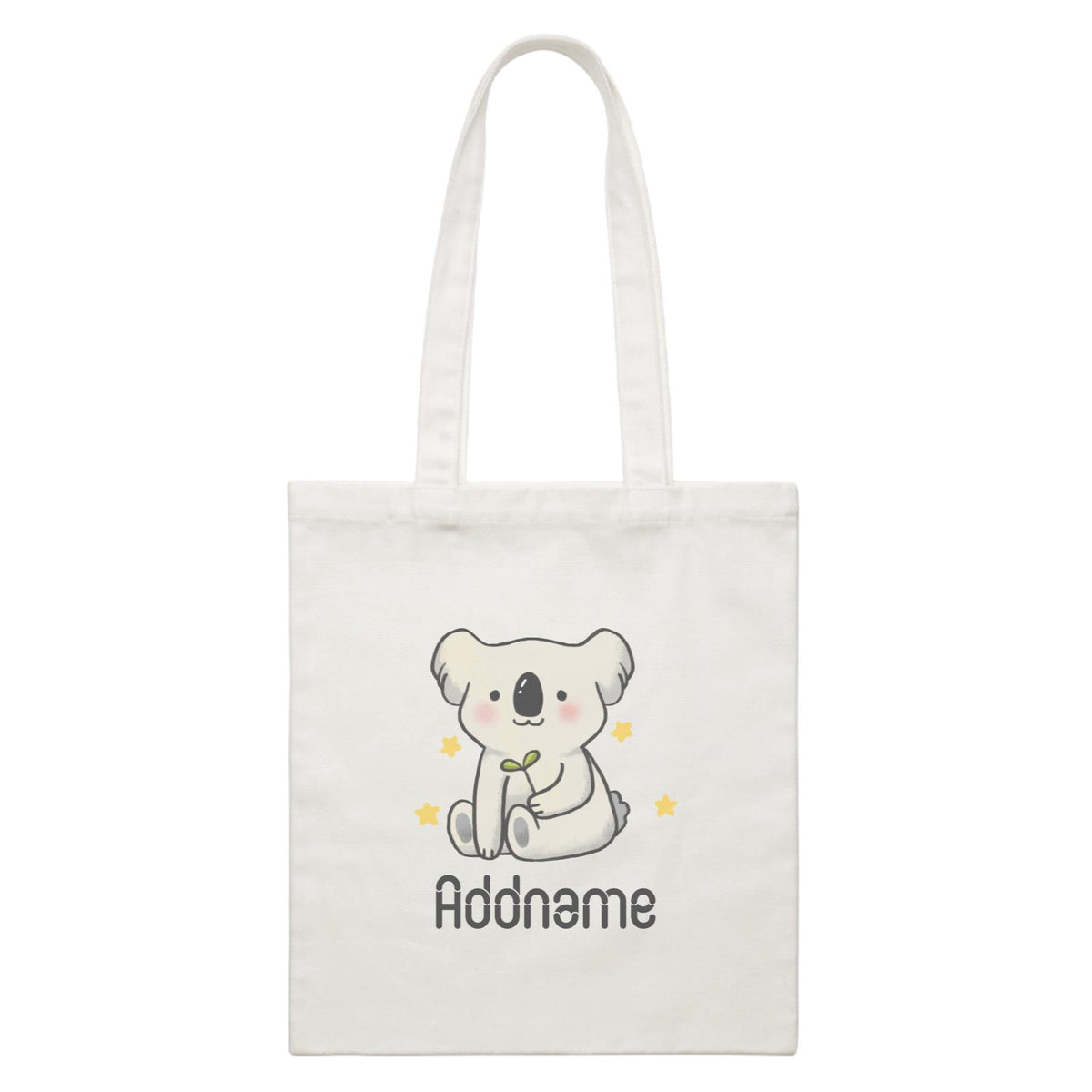 Cute Hand Drawn Style Koala Addname White Canvas Bag