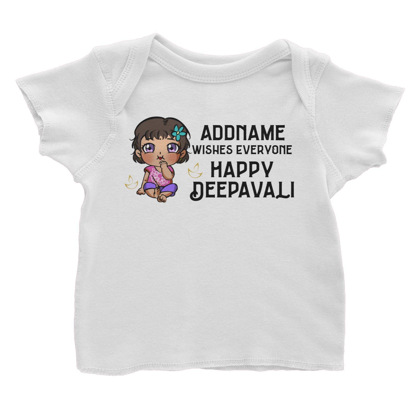 Deepavali Chibi Baby Girl Front Addname Wishes Everyone Deepavali Baby T-Shirt