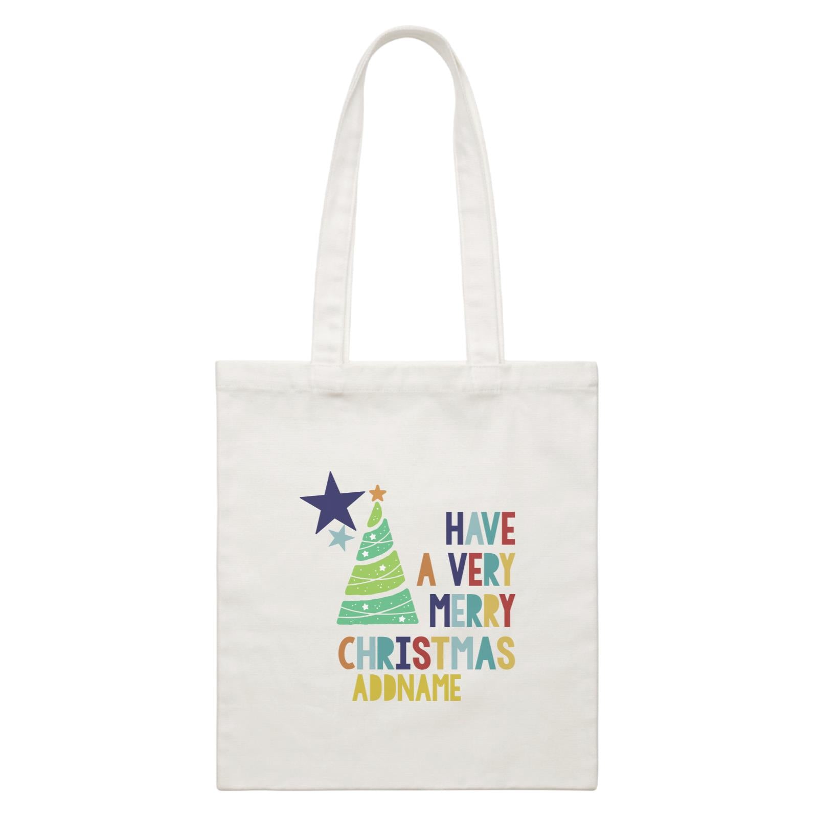 Xmas Have A Very Merry Christmas with Christmas Tree Canvas Bag