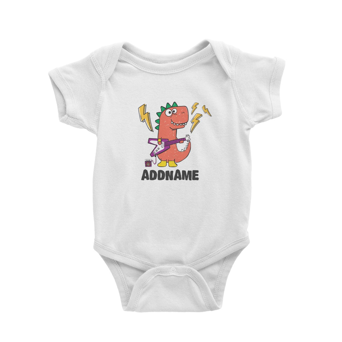 Super Cute Dinosaur Red Guitarist Baby Romper