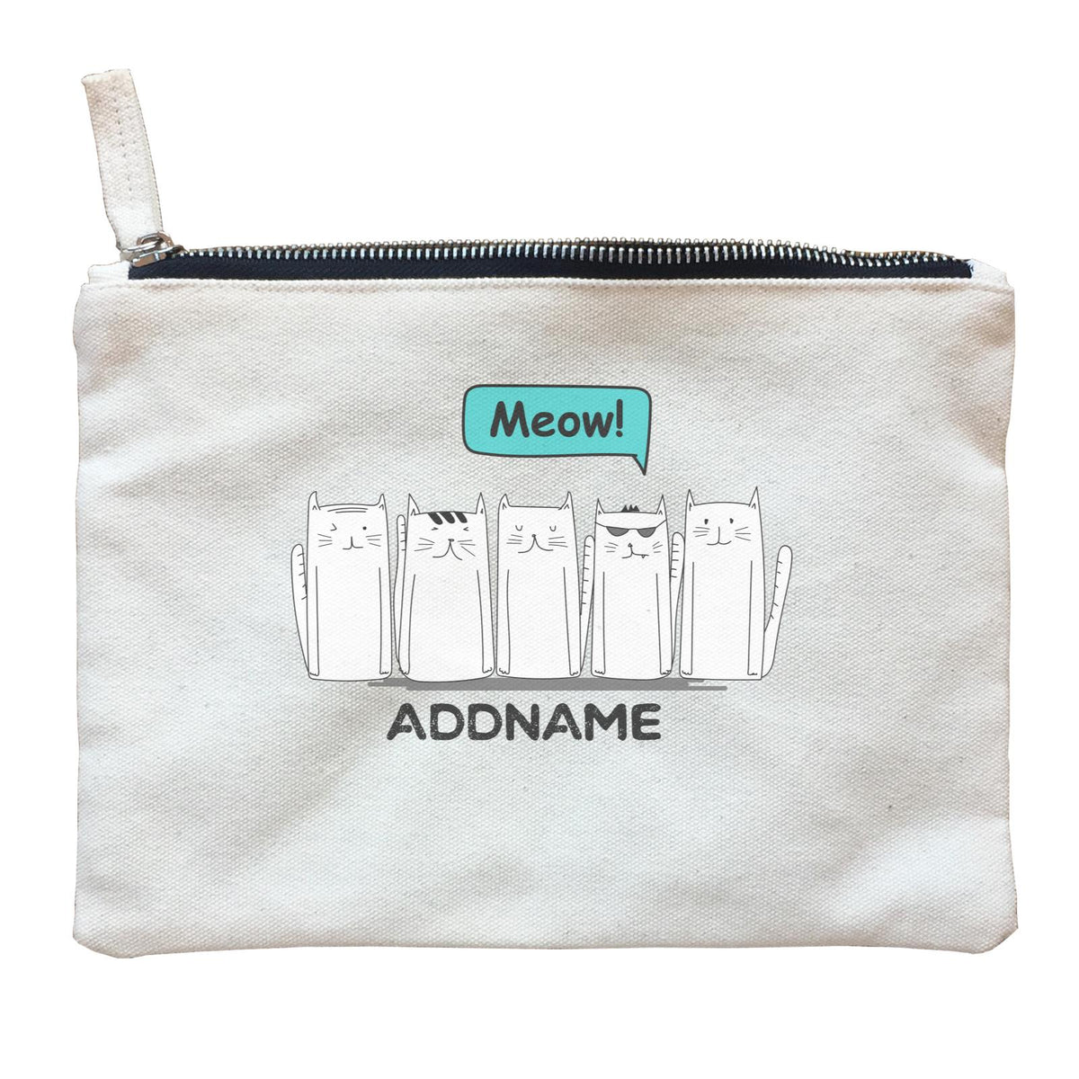 Cute Animals And Friends Series Hello Cats Group Addname Zipper Pouch