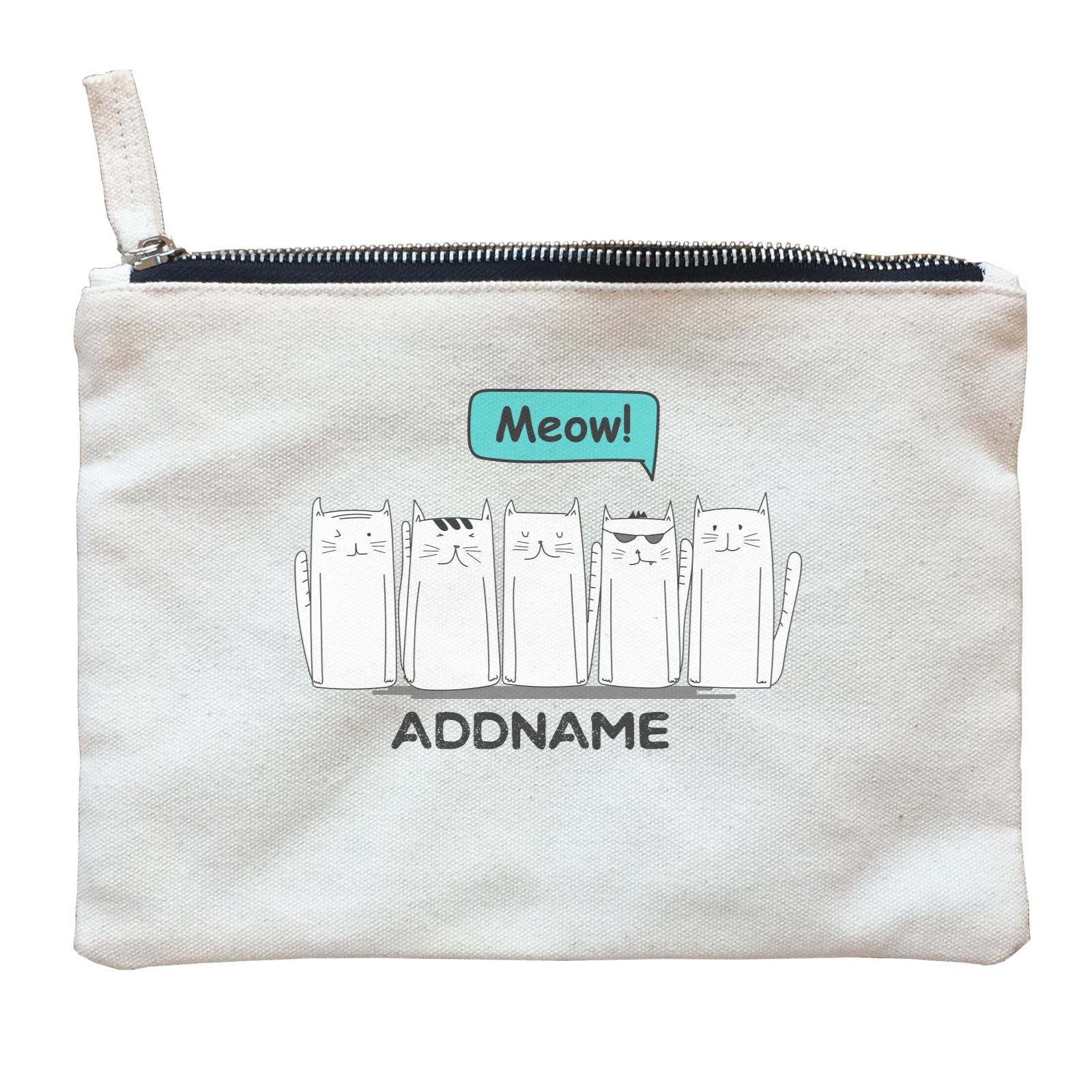 Cute Animals And Friends Series Hello Cats Group Addname Zipper Pouch