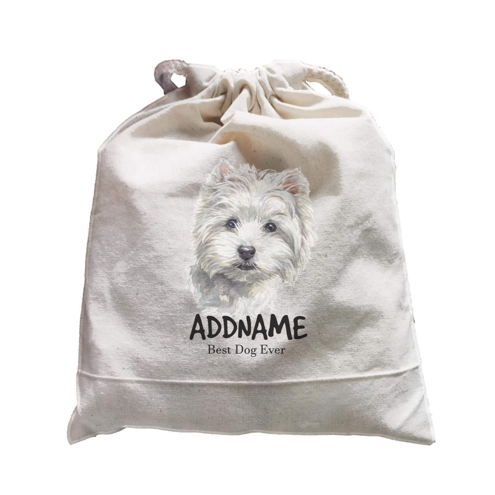 Watercolor Dog West Highland White Terrier Small Best Dog Ever Addname Satchel