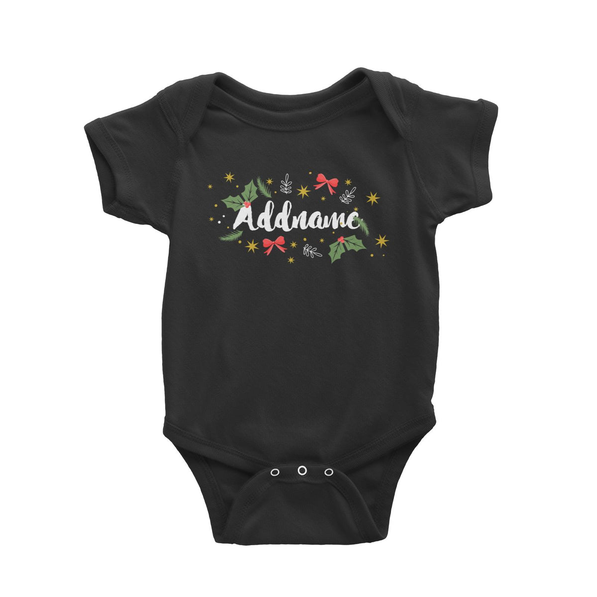Christmas Elements Addname Baby Romper  Personalizable Designs Lettering Matching Family
