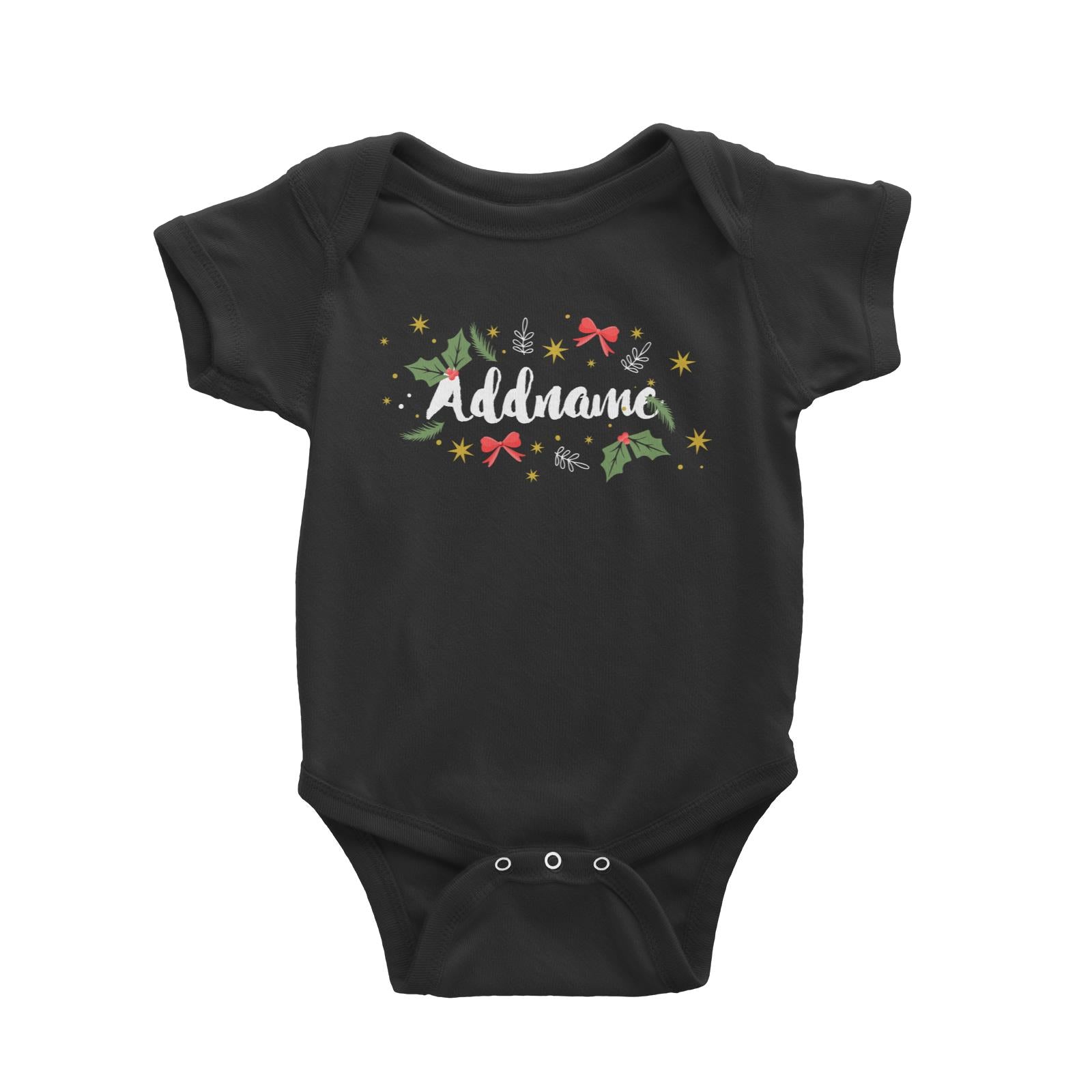 Christmas Elements Addname Baby Romper  Personalizable Designs Lettering Matching Family