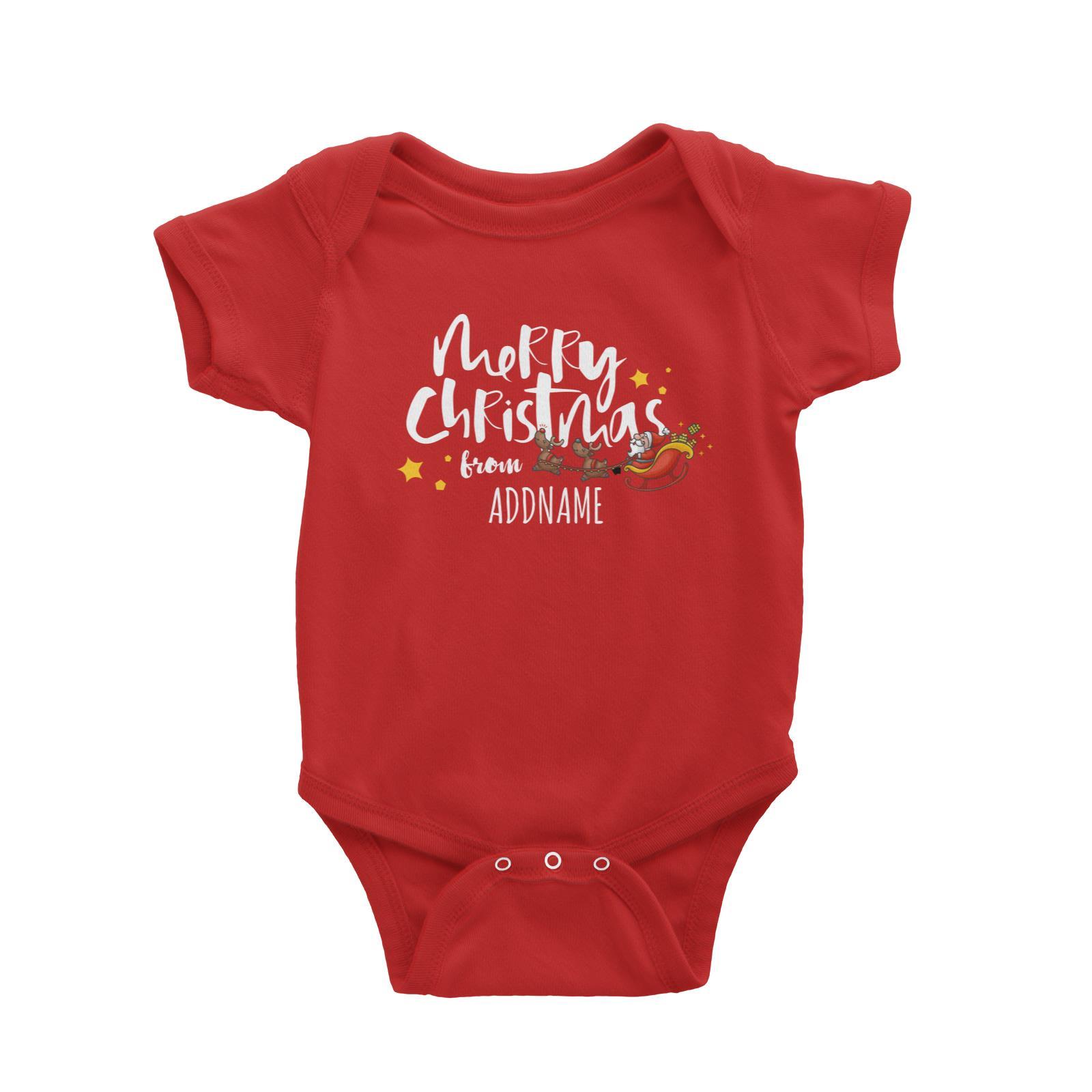 Cute Santa's Sleigh Merry Christmas Greeting Addname Baby Romper  Personalizable Designs Matching Family