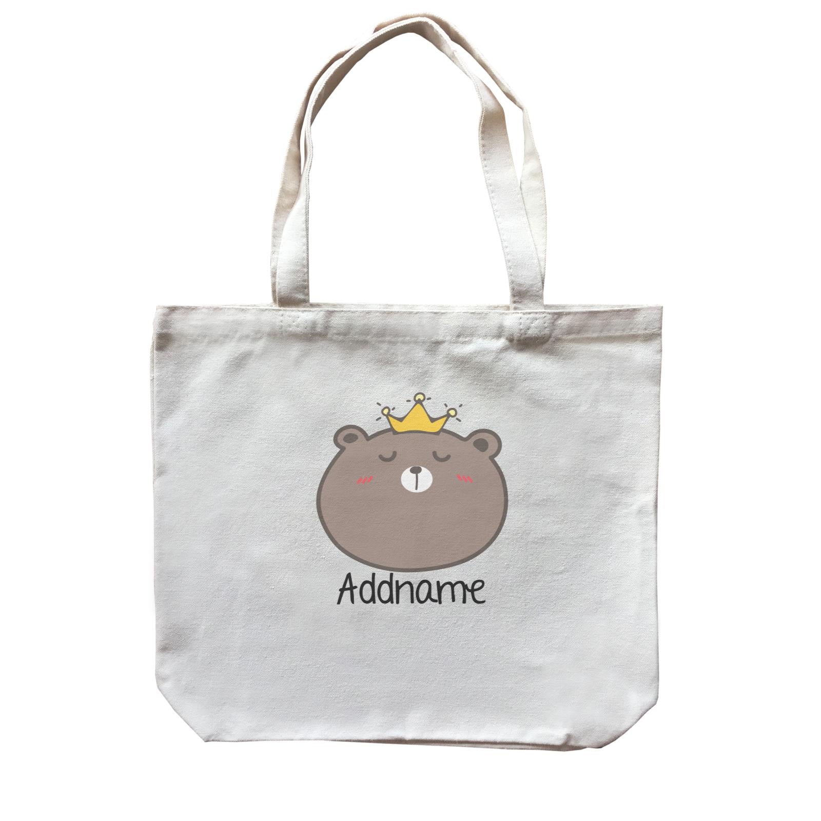Cute Animals And Friends Series Cute Brown Bear With Crown Addname Canvas Bag