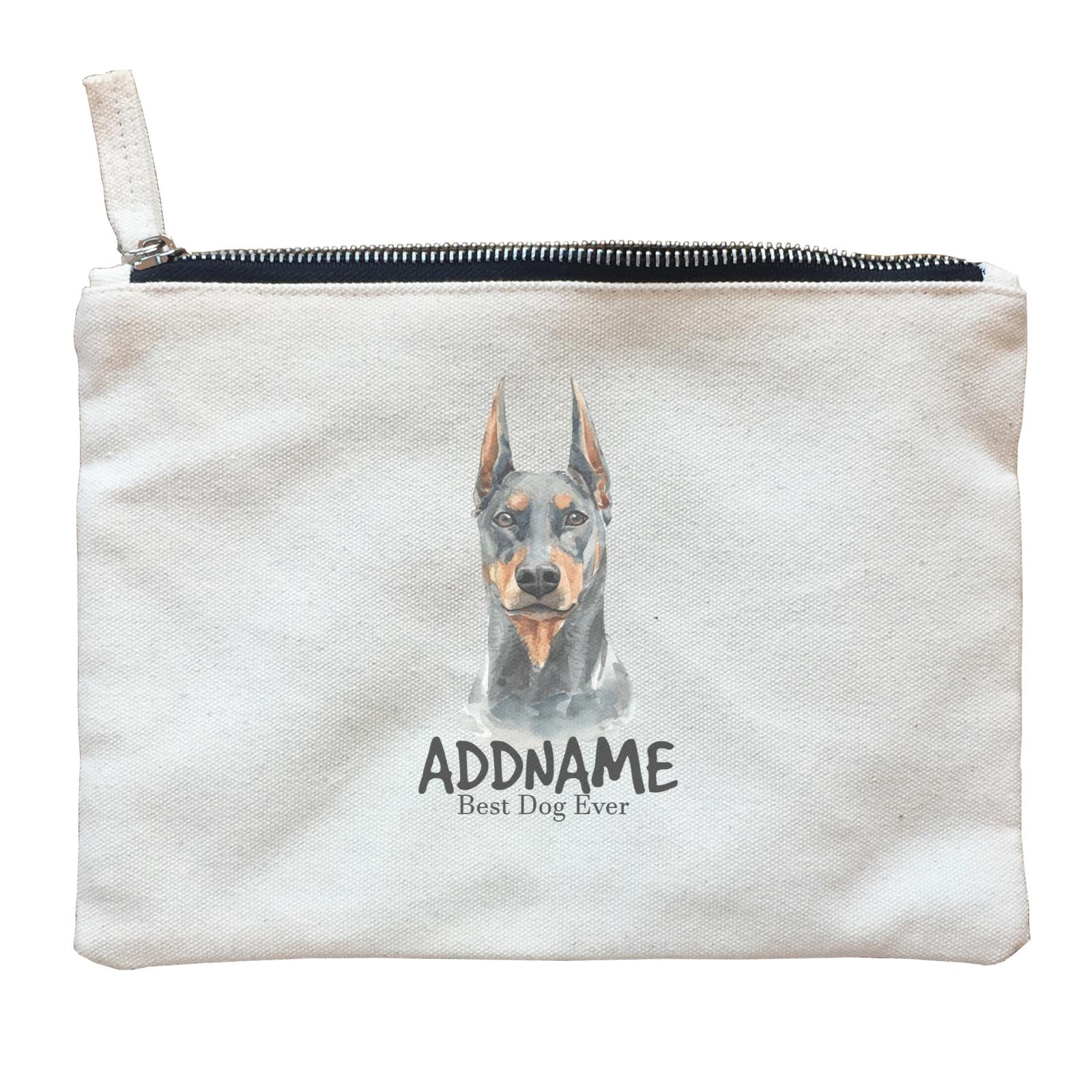 Watercolor Dog Doberman Pinscher Best Dog Ever Addname Zipper Pouch