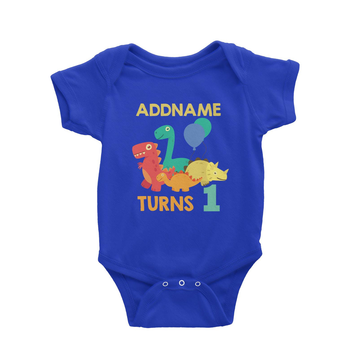 Cute Dinosaur Birthday Theme Personalizable with Name and Date Baby Romper