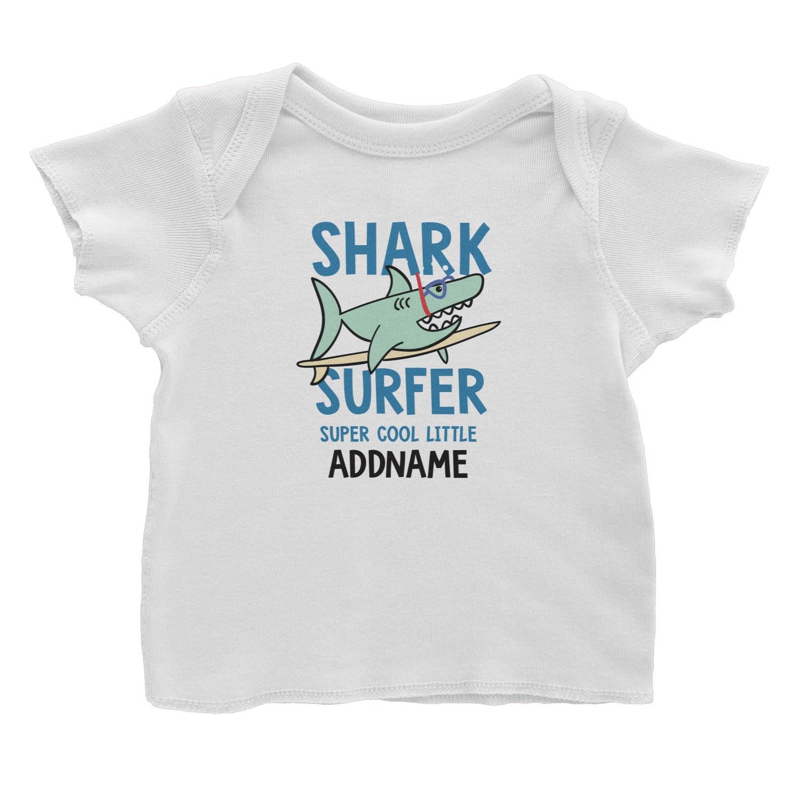 Cool Vibrant Series Shark Surfer Super Cool Little Addname Baby T-Shirt