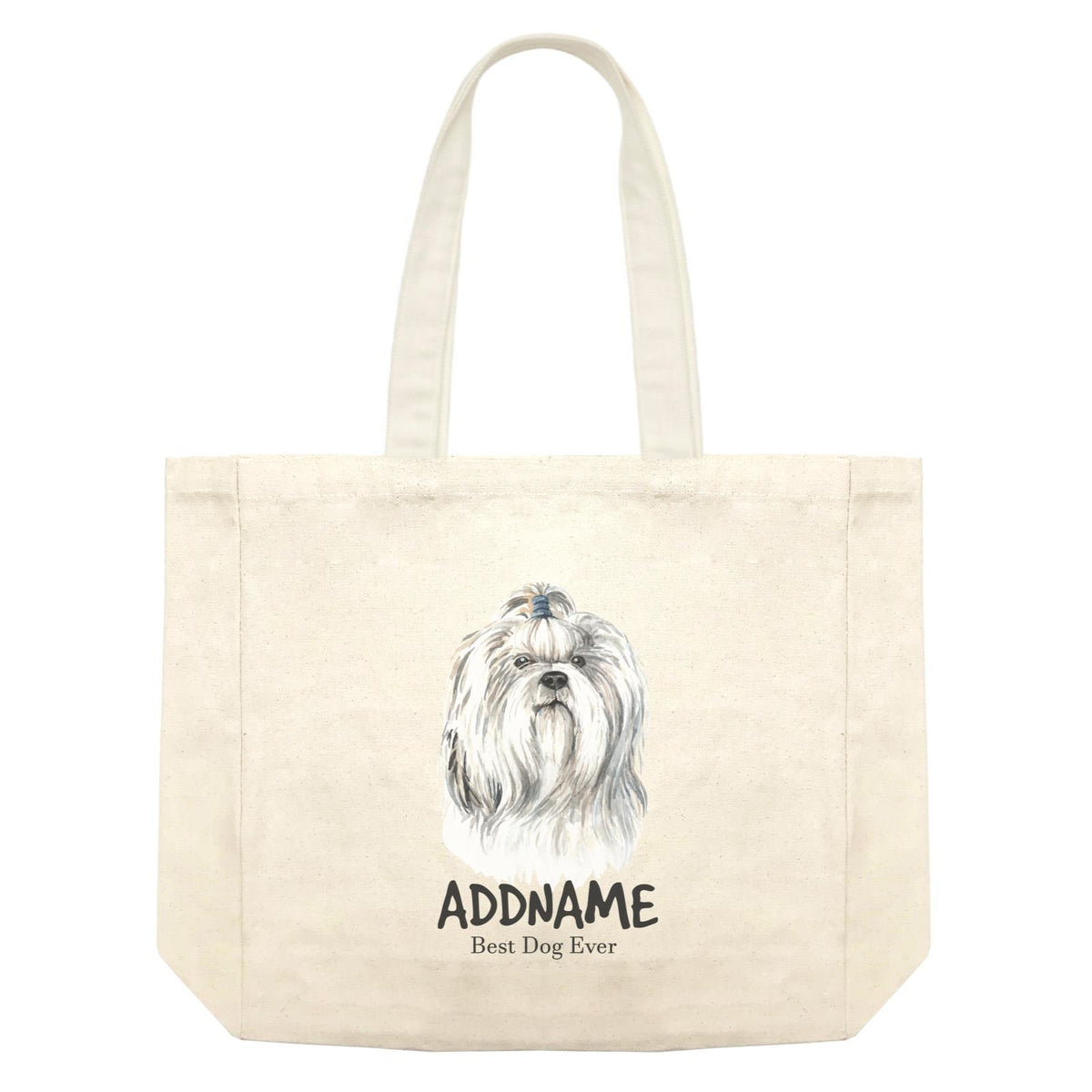 Watercolor Dog Shih Tzu Best Dog Ever Addname Shopping Bag