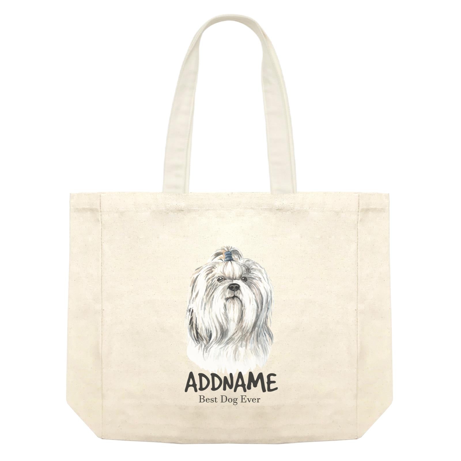 Watercolor Dog Shih Tzu Best Dog Ever Addname Shopping Bag