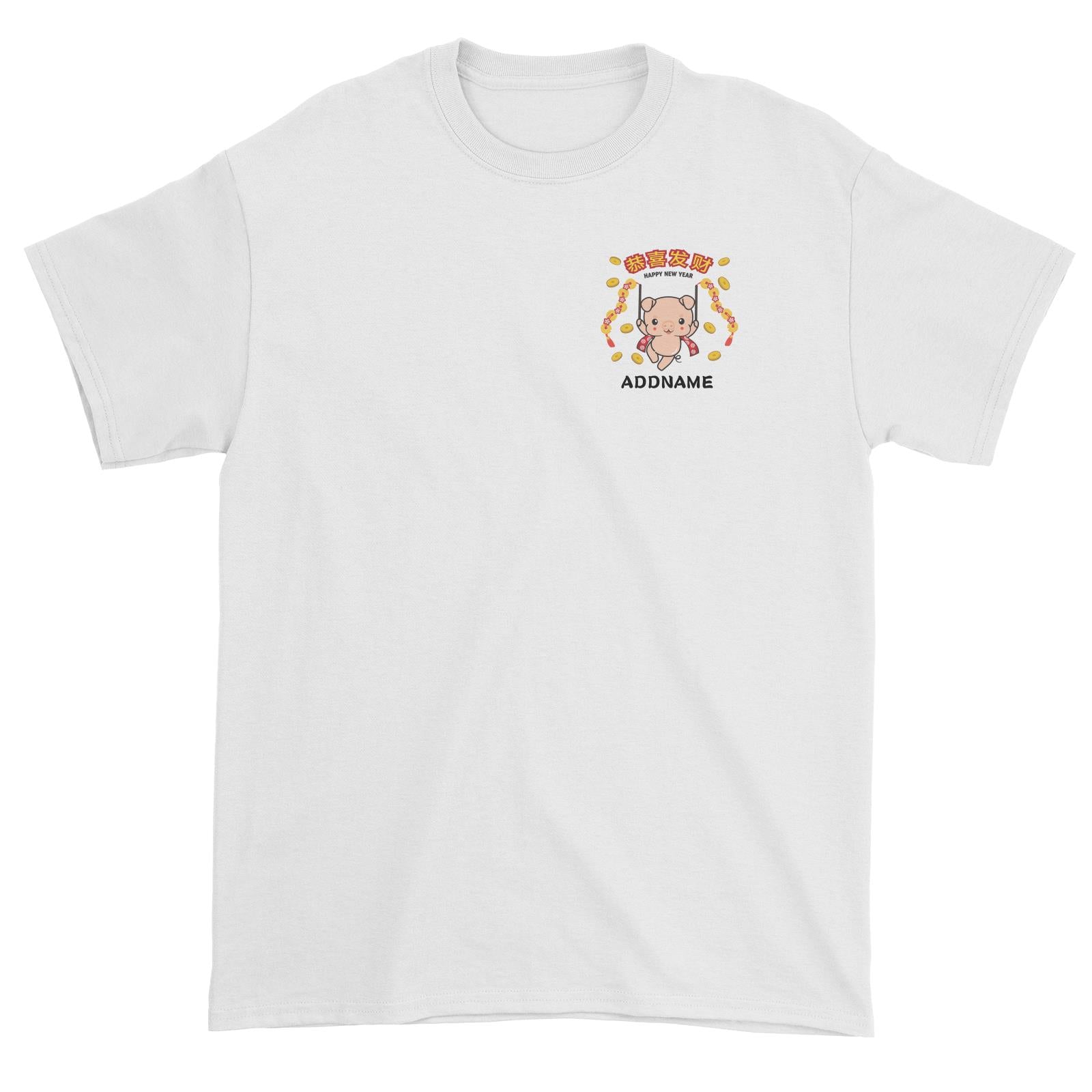 Prosperity Pig with Coin Flags Pocket Design Unisex T-Shirt
