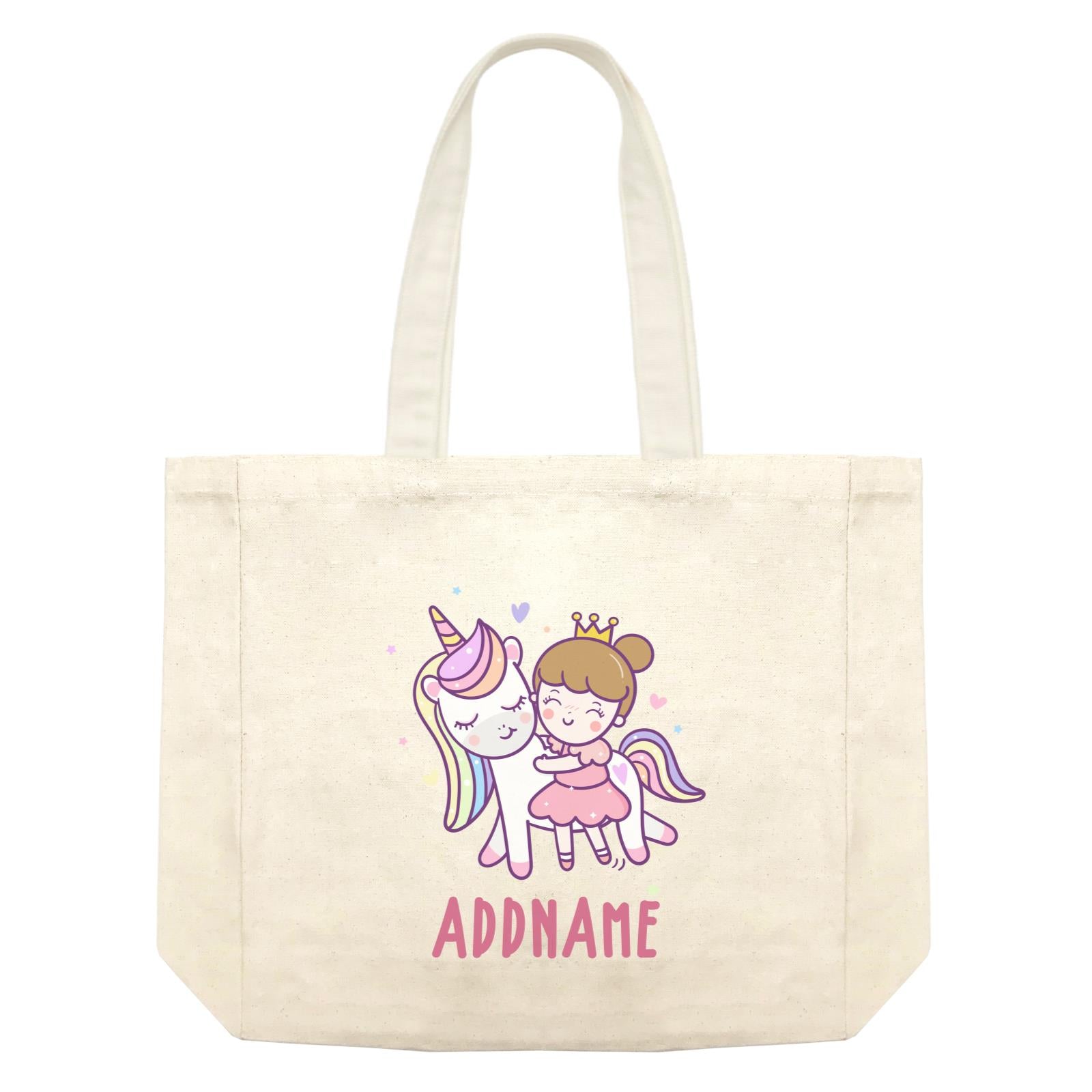 Unicorn And Princess Series Cute Unicorn With Princess Addname Shopping Bag