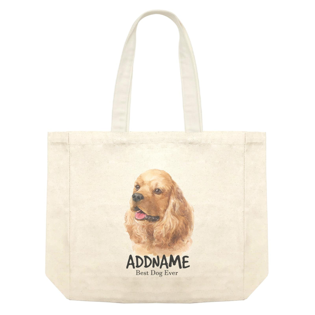 Watercolor Dog Cocker Spaniel Best Dog Ever Addname Shopping Bag