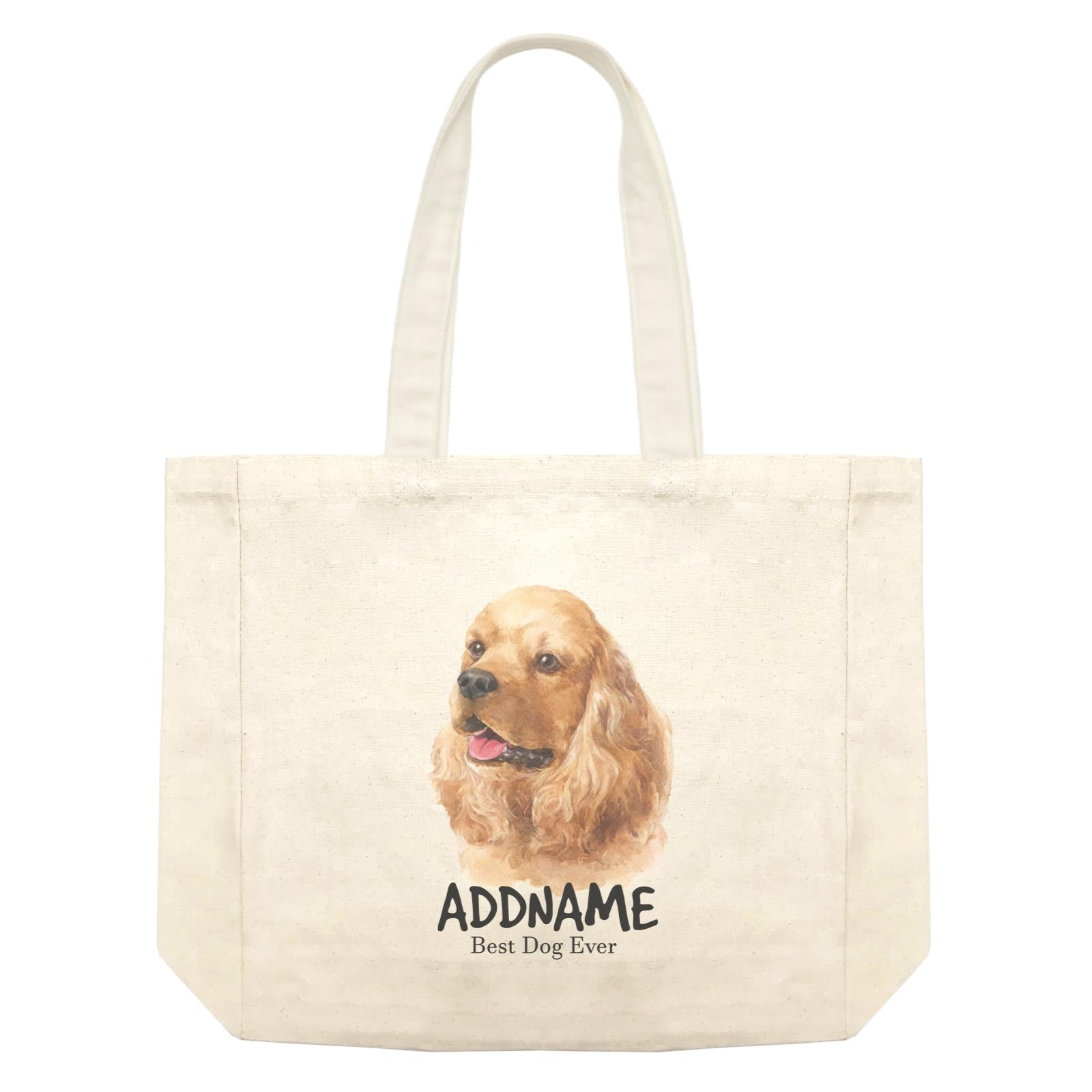 Watercolor Dog Cocker Spaniel Best Dog Ever Addname Shopping Bag