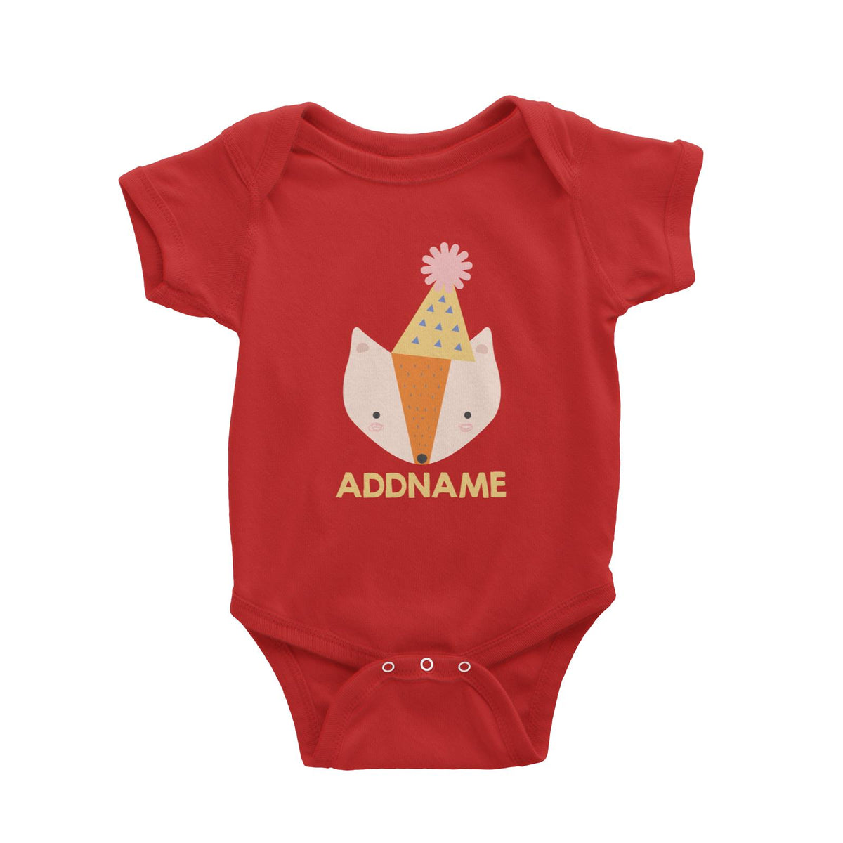 Cute Fox with Party Hat Birthday Theme Baby Romper