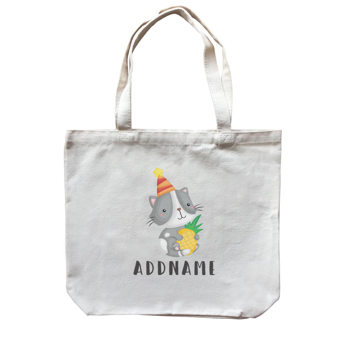 Birthday Hawaii Cute Cat Hugging Pineapple Addname Canvas Bag