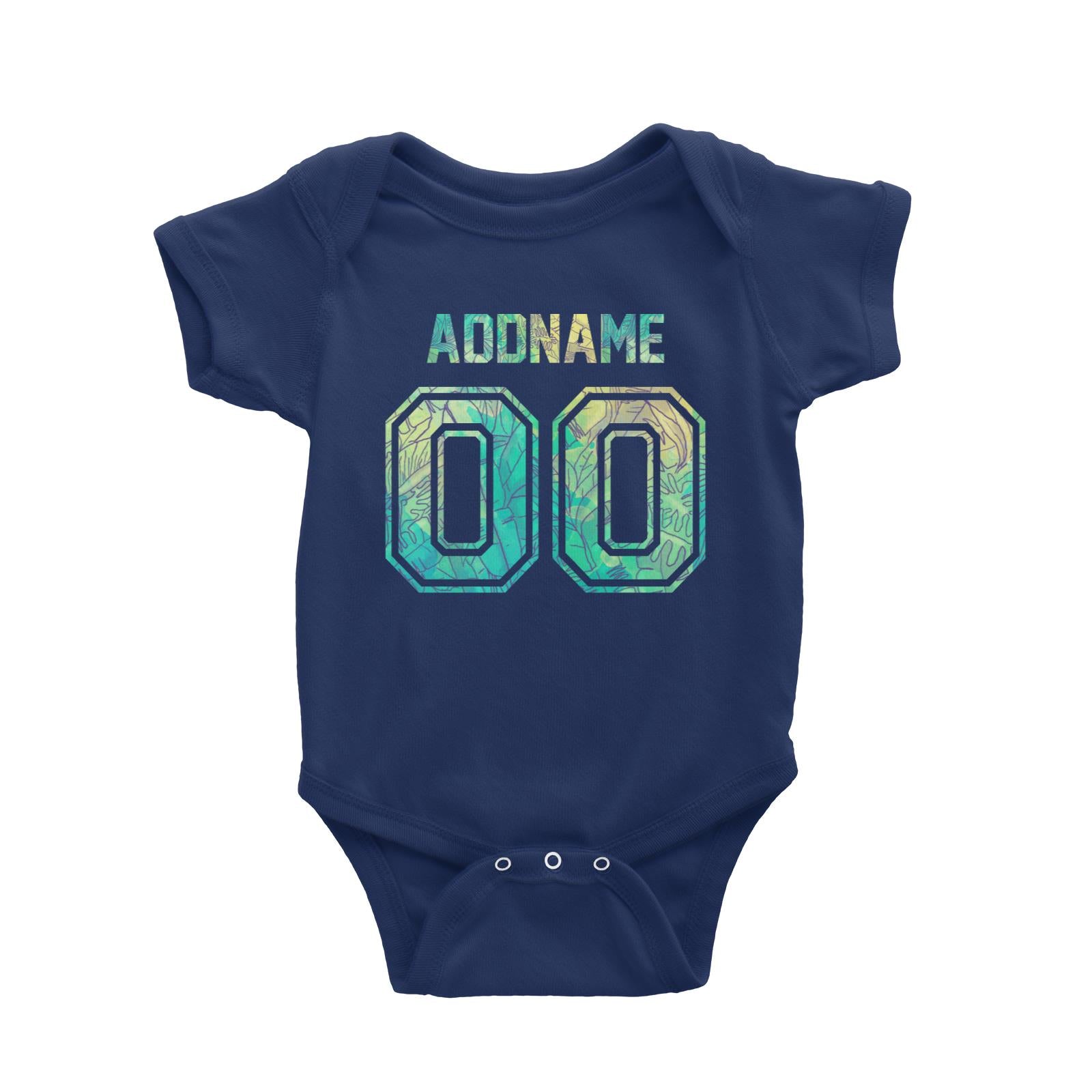 Jersey Banana Leaves Pattern With Name and Number Baby Romper