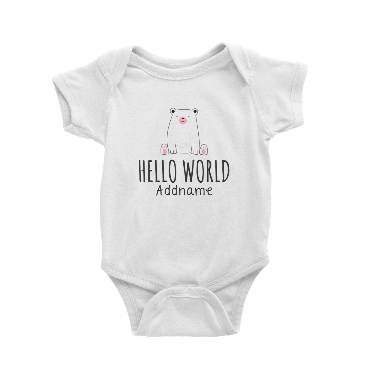 Cute Animals and Friends Series 2 Bear Hello World Addname Baby Romper