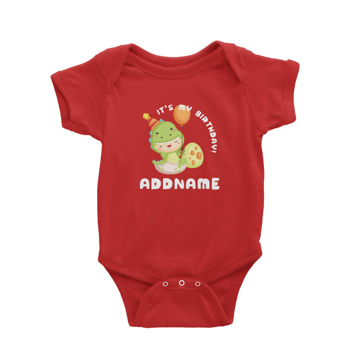 Birthday Dinosaur Happy Baby Wearing Dinosaur Suit It's My Birthday Addname Baby Romper
