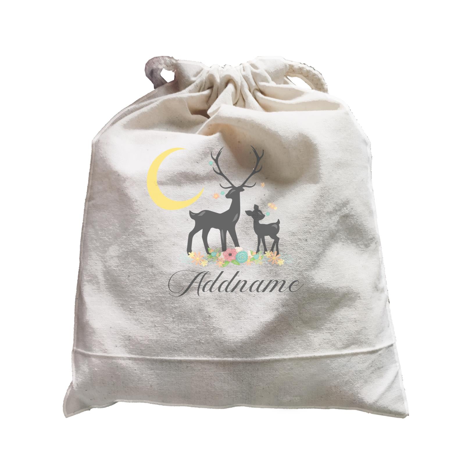 Basic Family Series Pastel Deer Family With Moon and Flower Addname Satchel