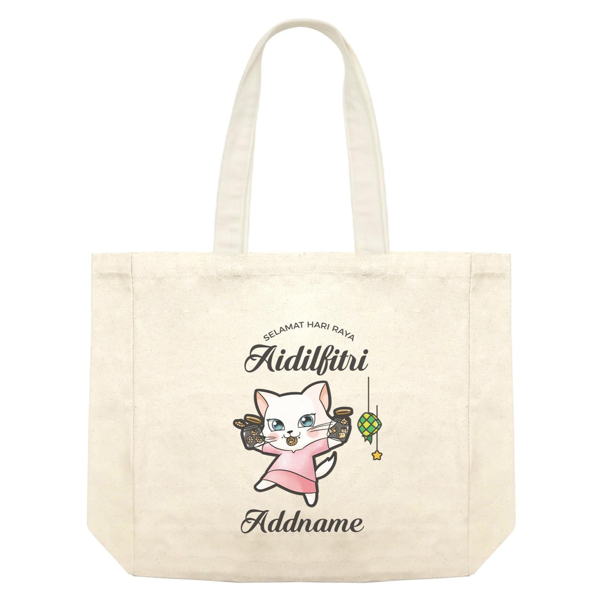 Raya Cute Animals Sister Cat Wishes Selamat Hari Raya Aidilfitri Shopping Bag