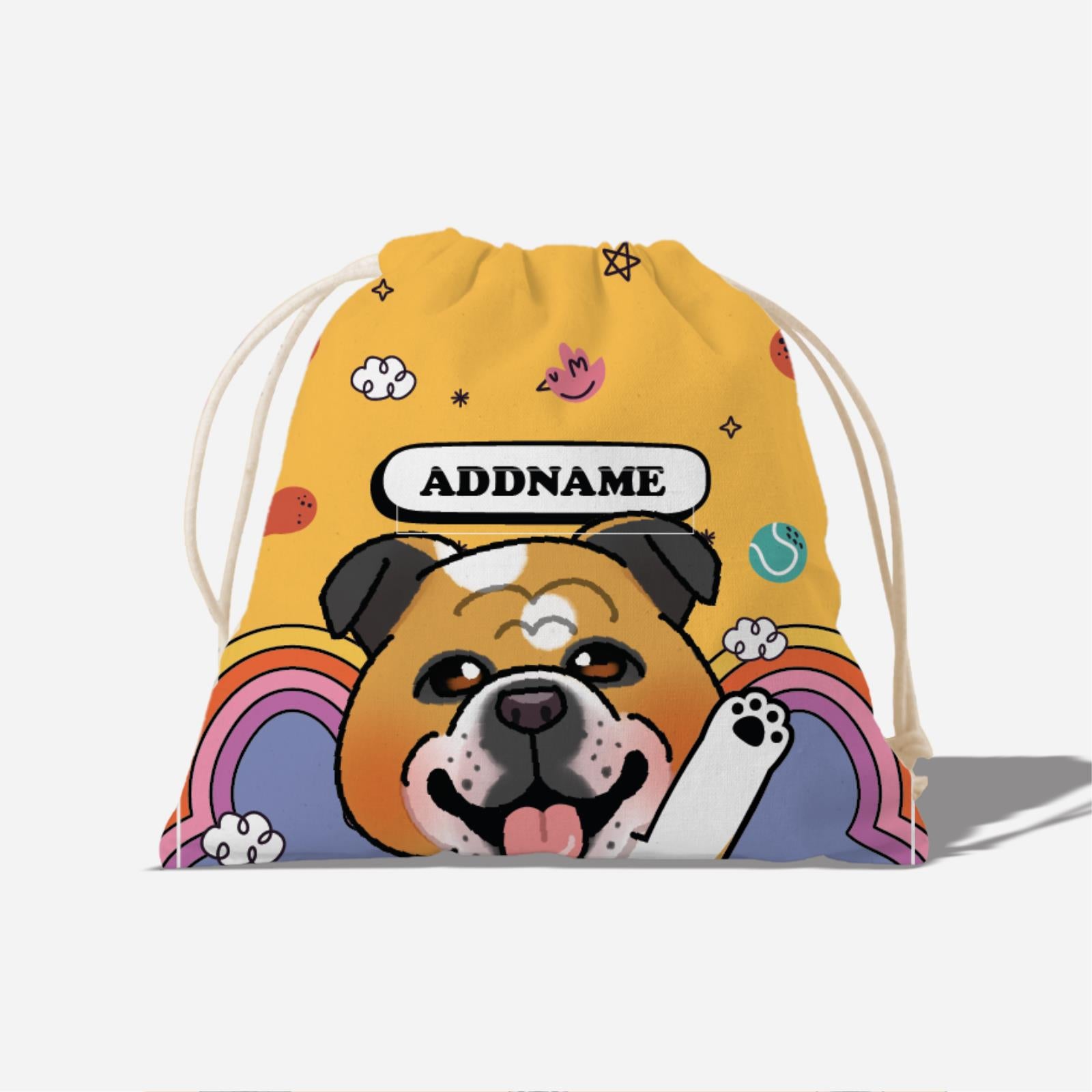 Paw Print Series Full Print Satchel - Brown English Bulldog