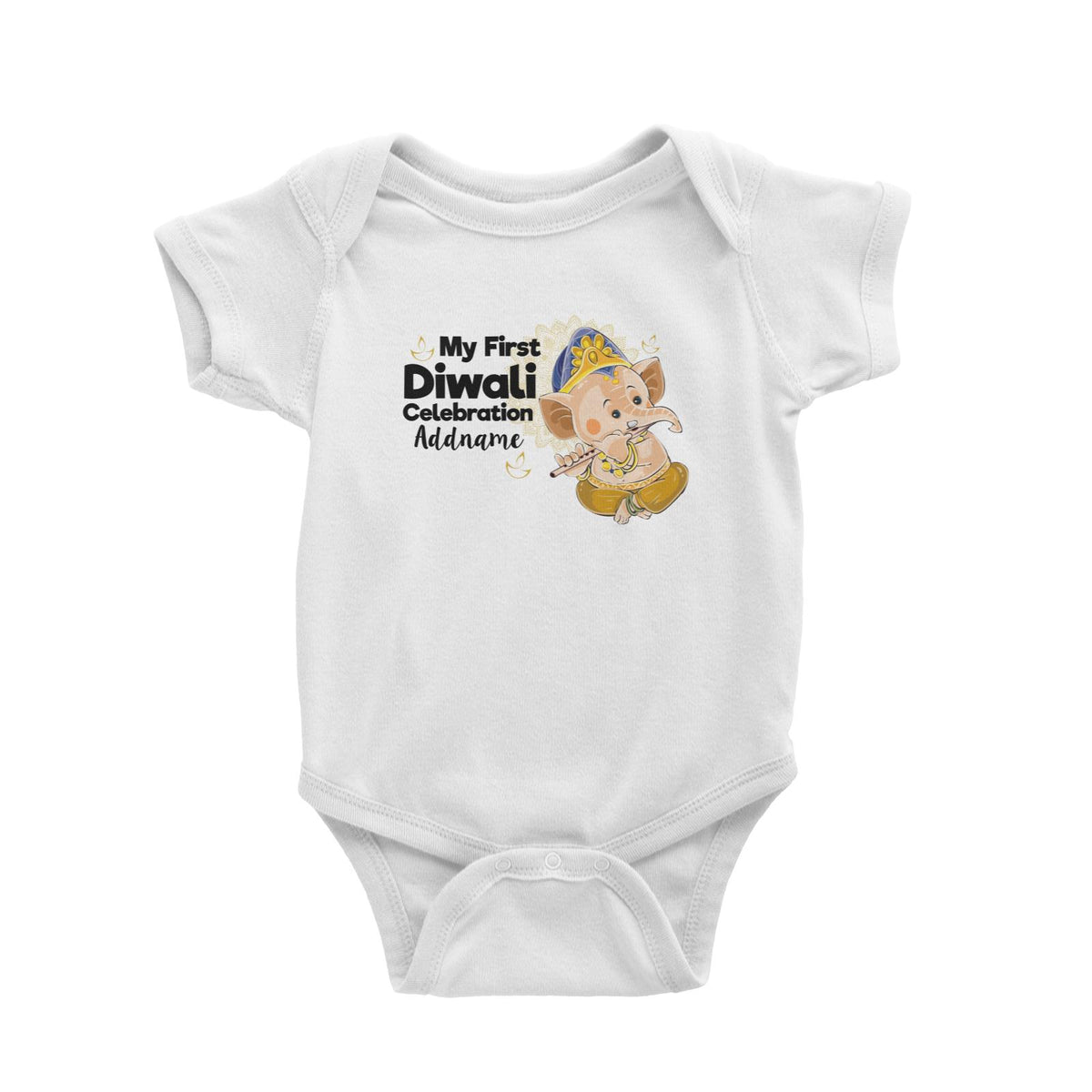 Cute Ganesha My First Diwali Celebration Addname Baby Romper
