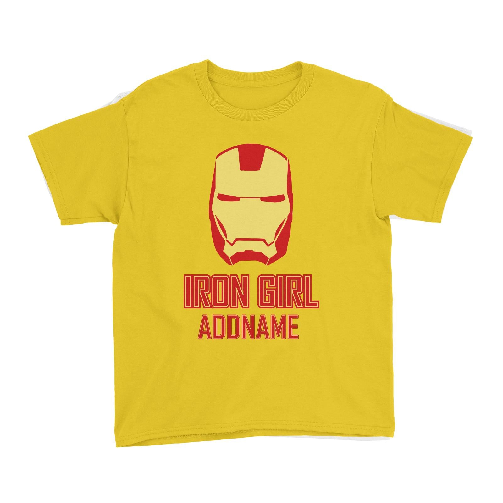Superhero Iron Girl Addname Kid's T-Shirt  Matching Family Personalizable Designs