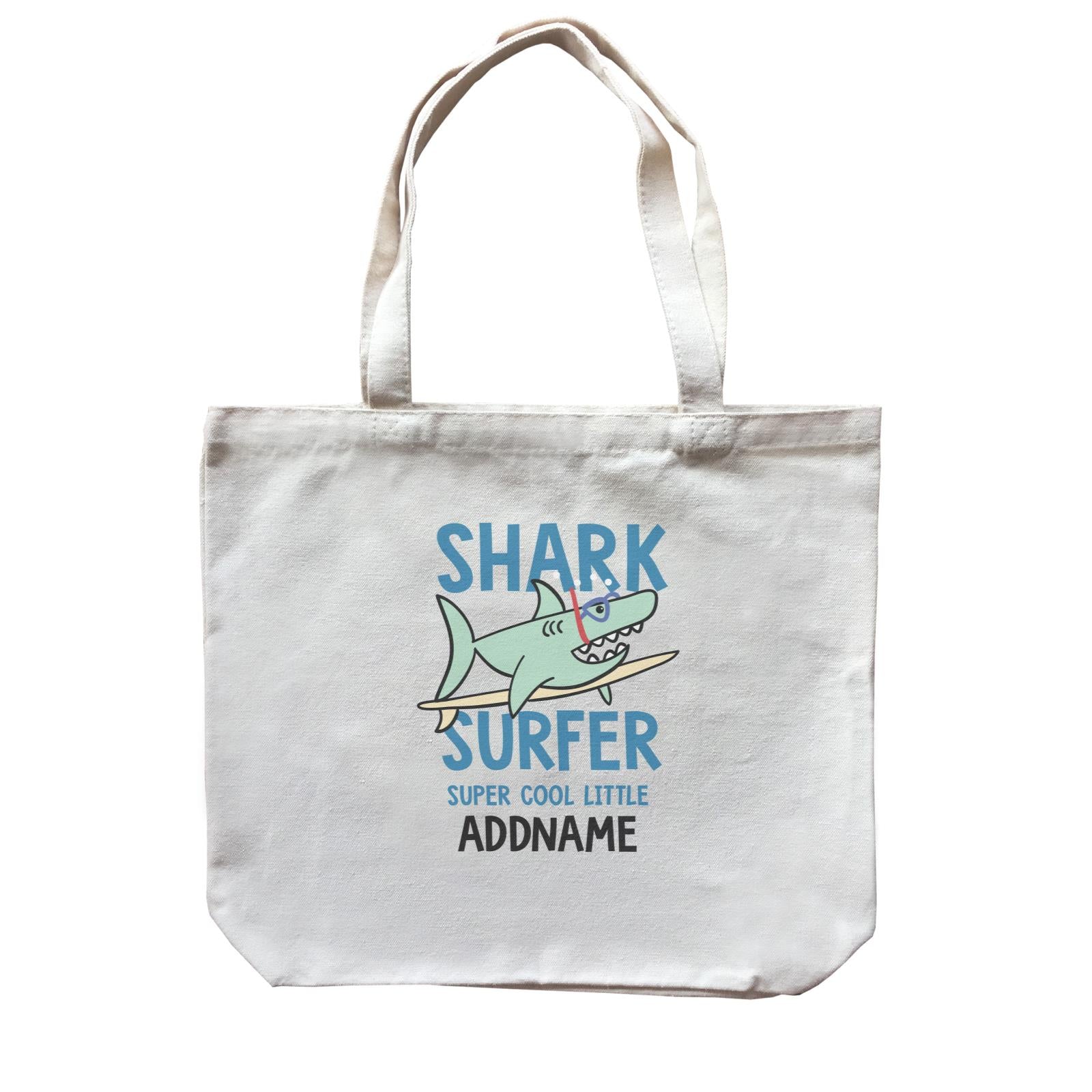 Cool Vibrant Series Shark Surfer Super Cool Little Addname Canvas Bag