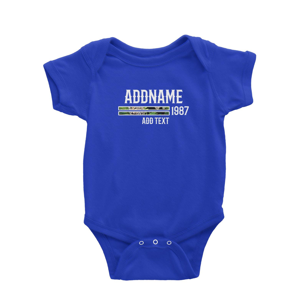 Tropical Leaves Leopard Bars Personalizable with Name Year and Text Baby Romper
