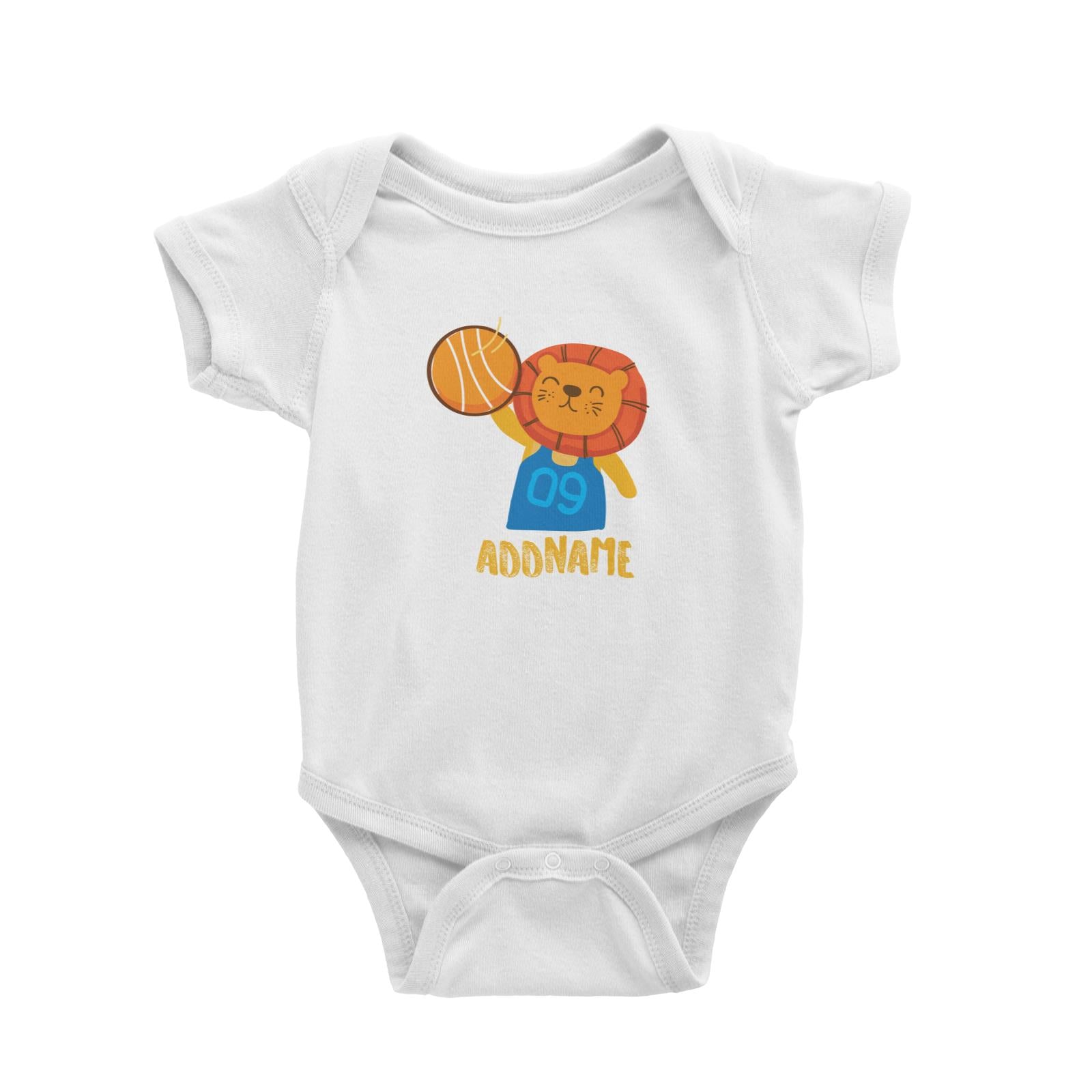 Cool Cute Animals Lion Basketball Player Addname Baby Romper
