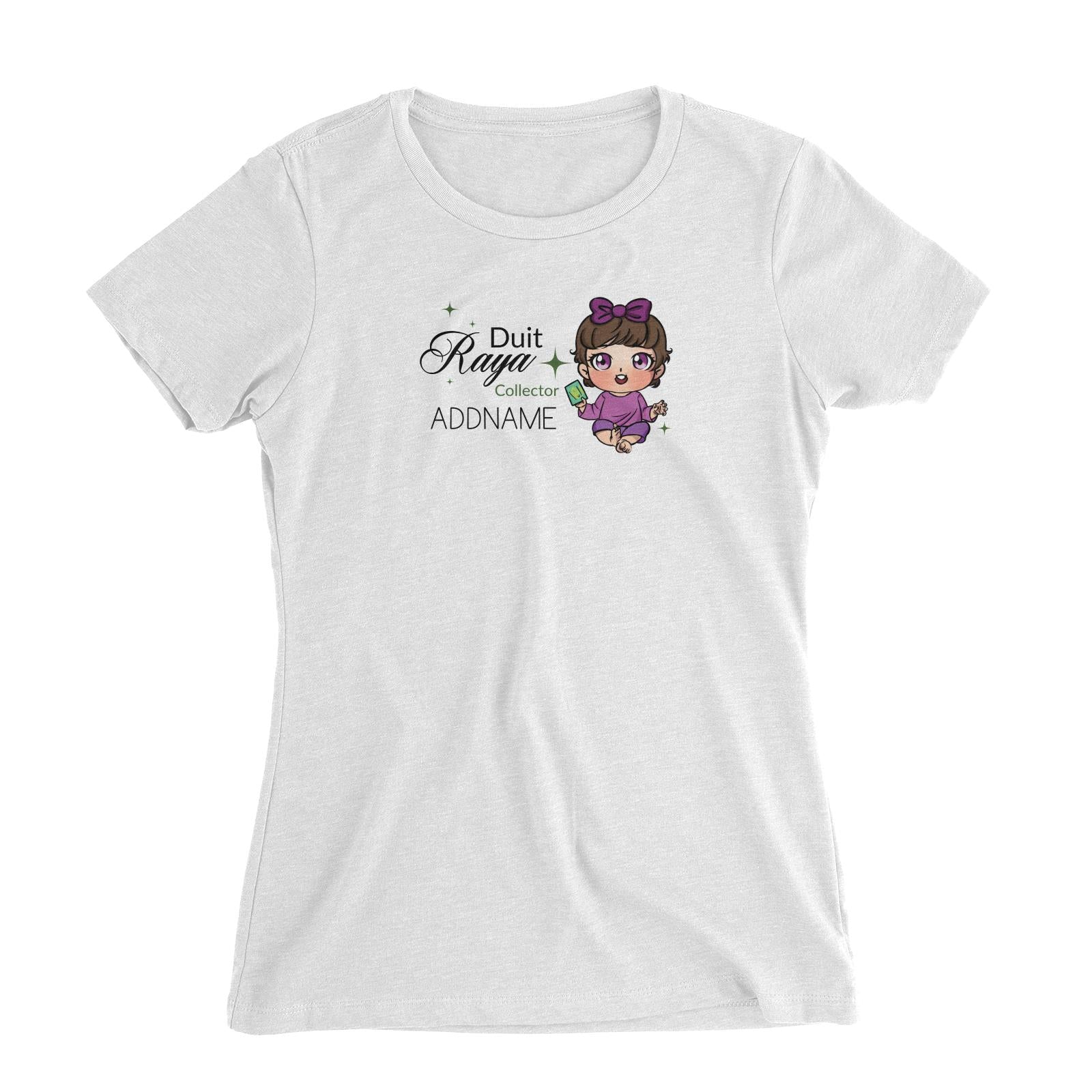 Raya Chibi Baby Baby Girl Duit Raya Collector Addname Women's Slim Fit T-Shirt