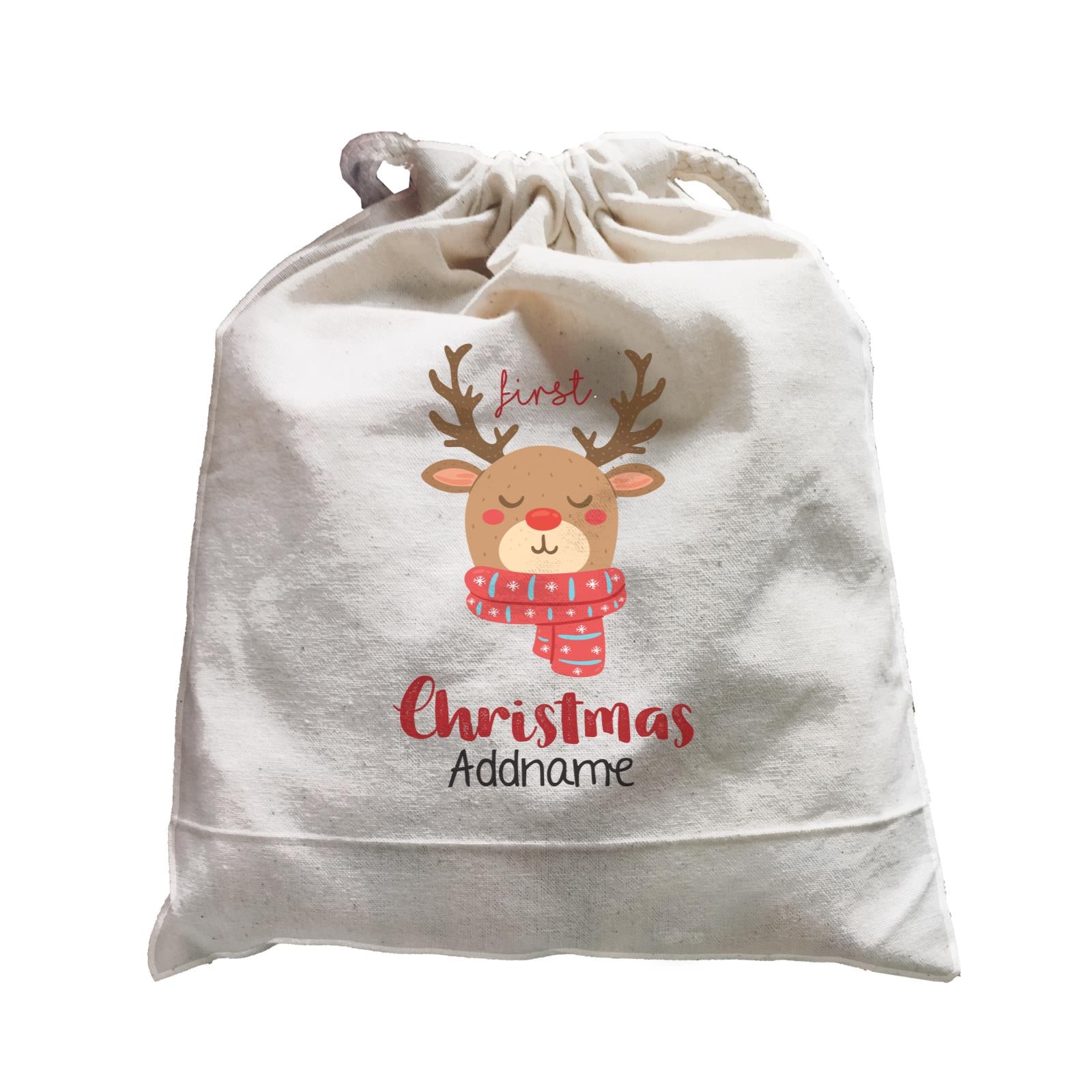 Xmas First Christmas Cute Reindeer with Scarf Satchel