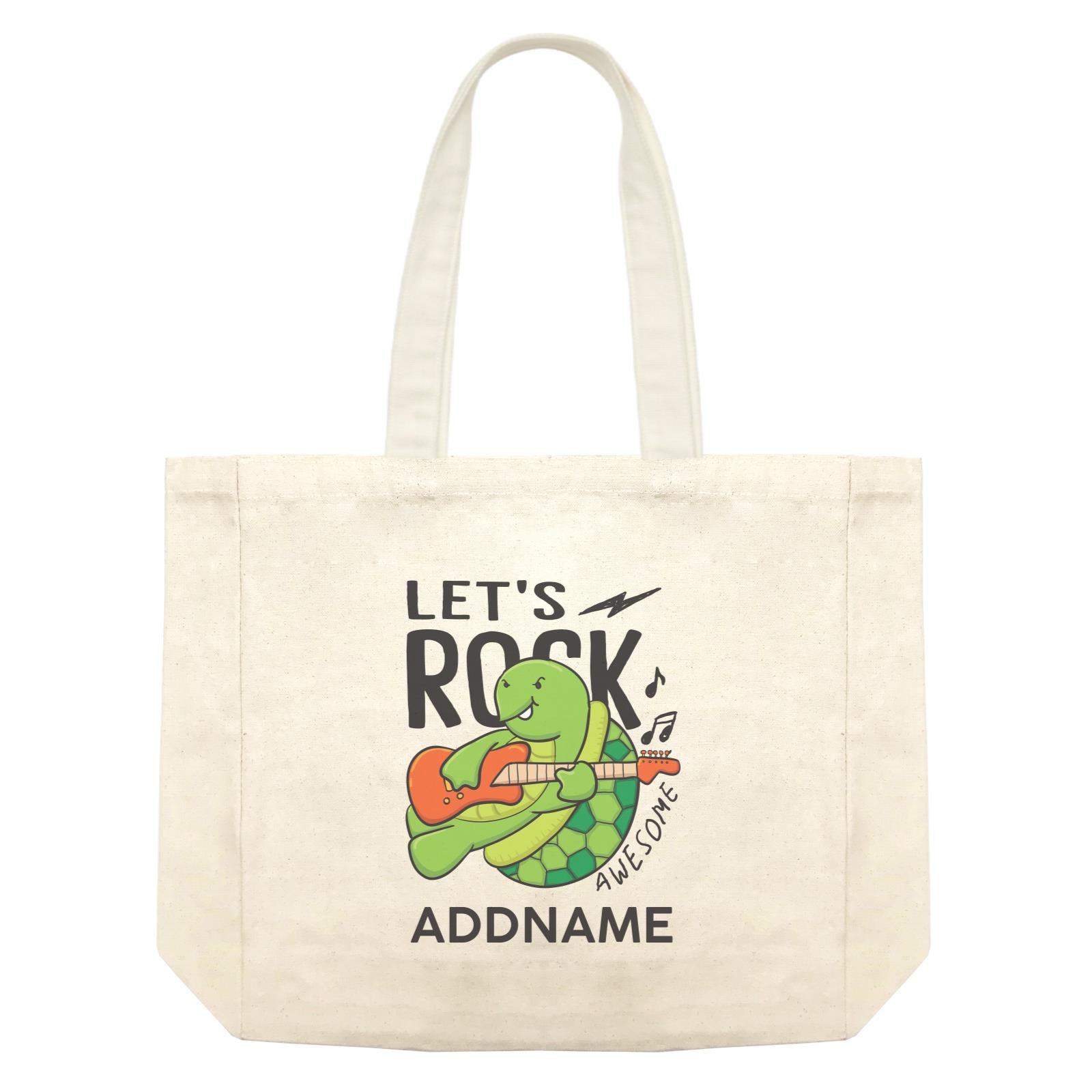 Cool Cute Animals Turtle Let's Rock Awesome Addname Shopping Bag