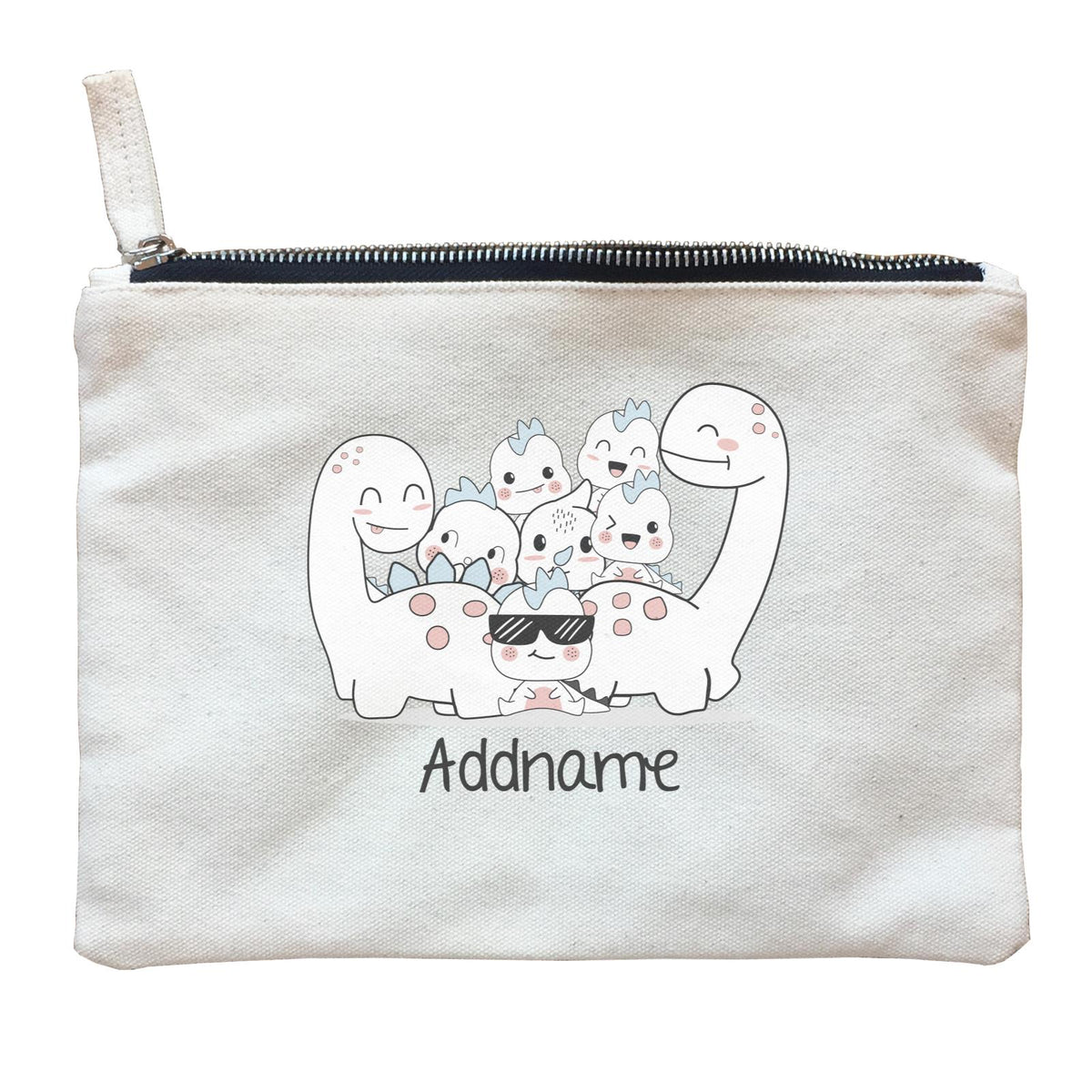 Cute Animals And Friends Series Cute Little Dinosaur Smiling Group Addname Zipper Pouch