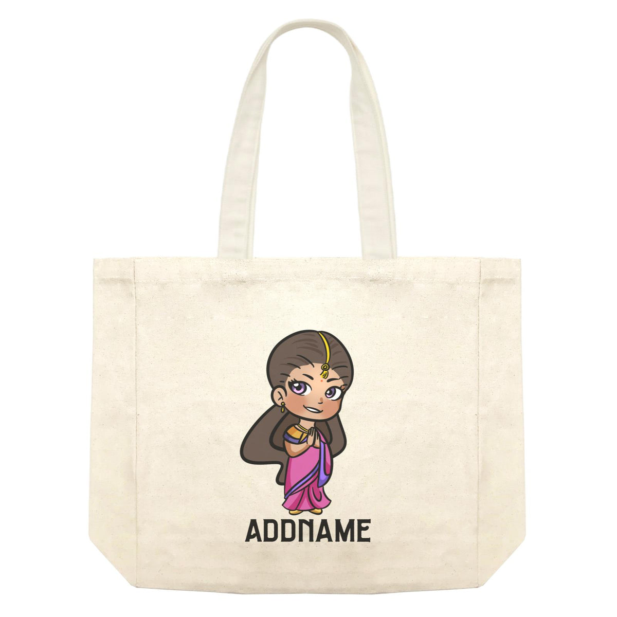 Deepavali Series Chibi Woman Addname Shopping Bag