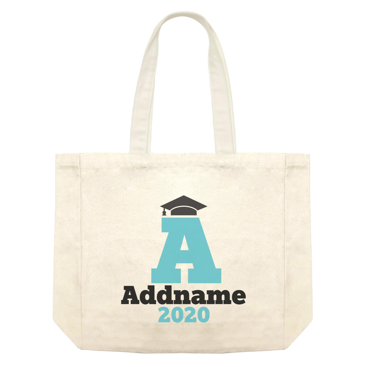 Graduation Series Cap with Initial and Year Blue Shopping Bag