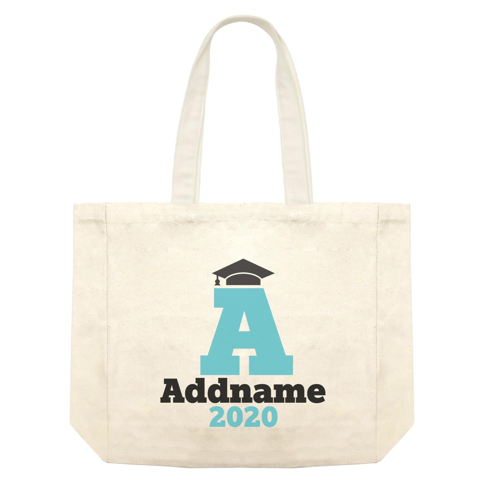 Graduation Series Cap with Initial and Year Blue Shopping Bag