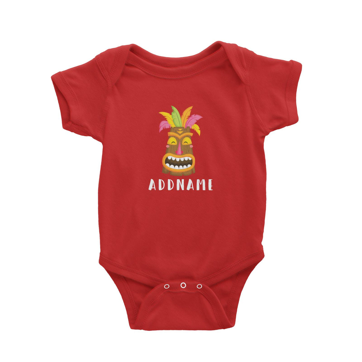 Birthday Hawaii Happy Laugh Tribal Mask Addname Baby Romper
