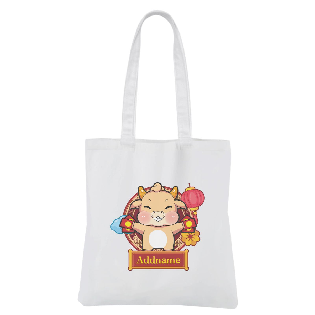 [CNY 2021] Golden Cow with Angpao White Canvas Bag