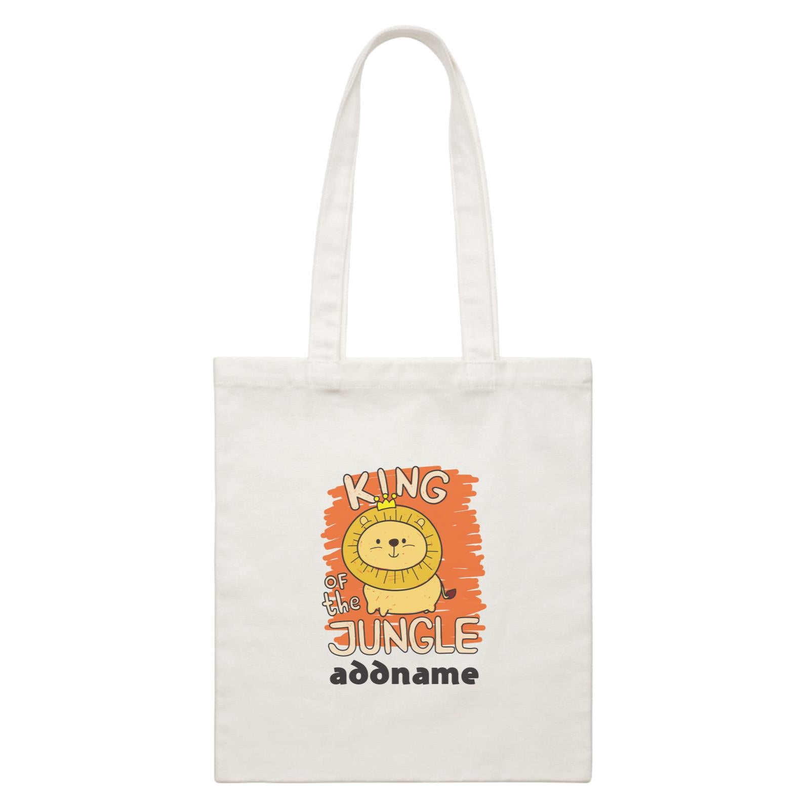 Cool Cute Animals Lion King Of The Jungle Addname White Canvas Bag