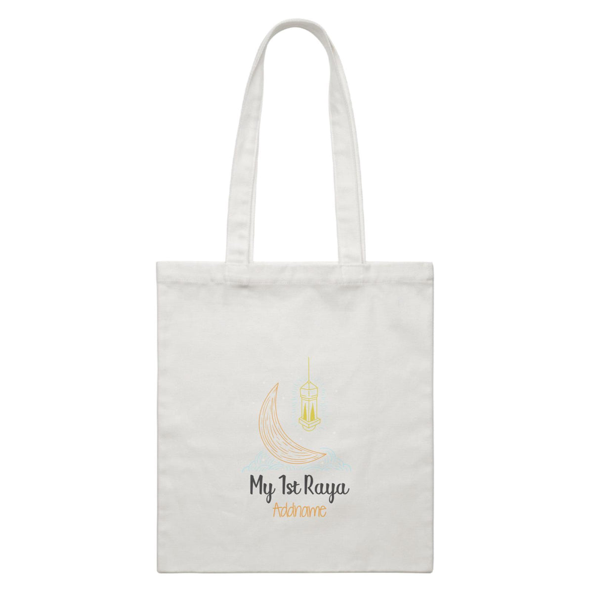Raya Doodle Moon And Lantern My 1st Raya Addname Accessories White Canvas Bag