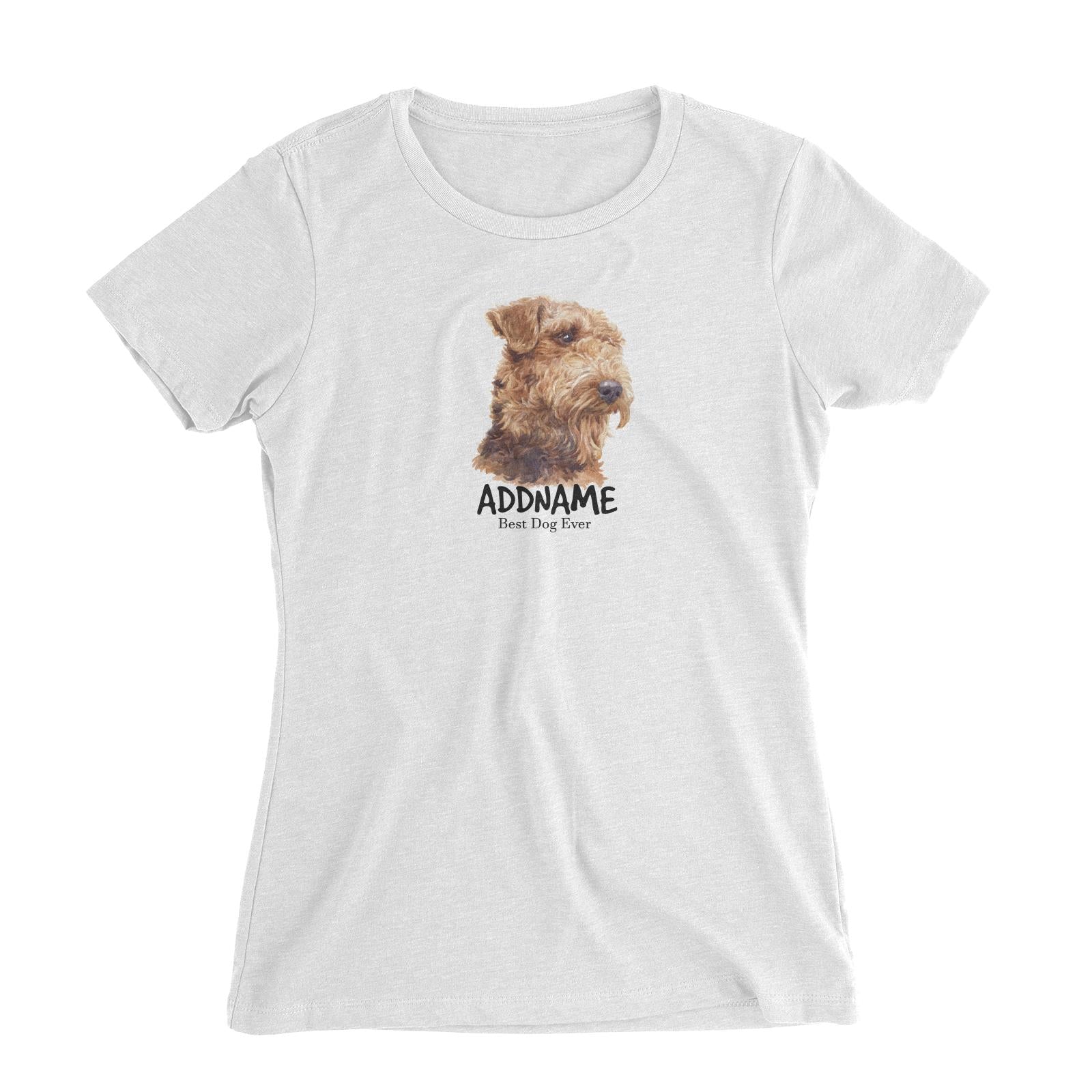 Watercolor Dog Airedale Terrier Best Dog Ever Addname Women's Slim Fit T-Shirt