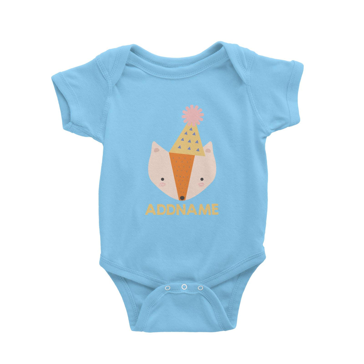 Cute Fox with Party Hat Birthday Theme Baby Romper