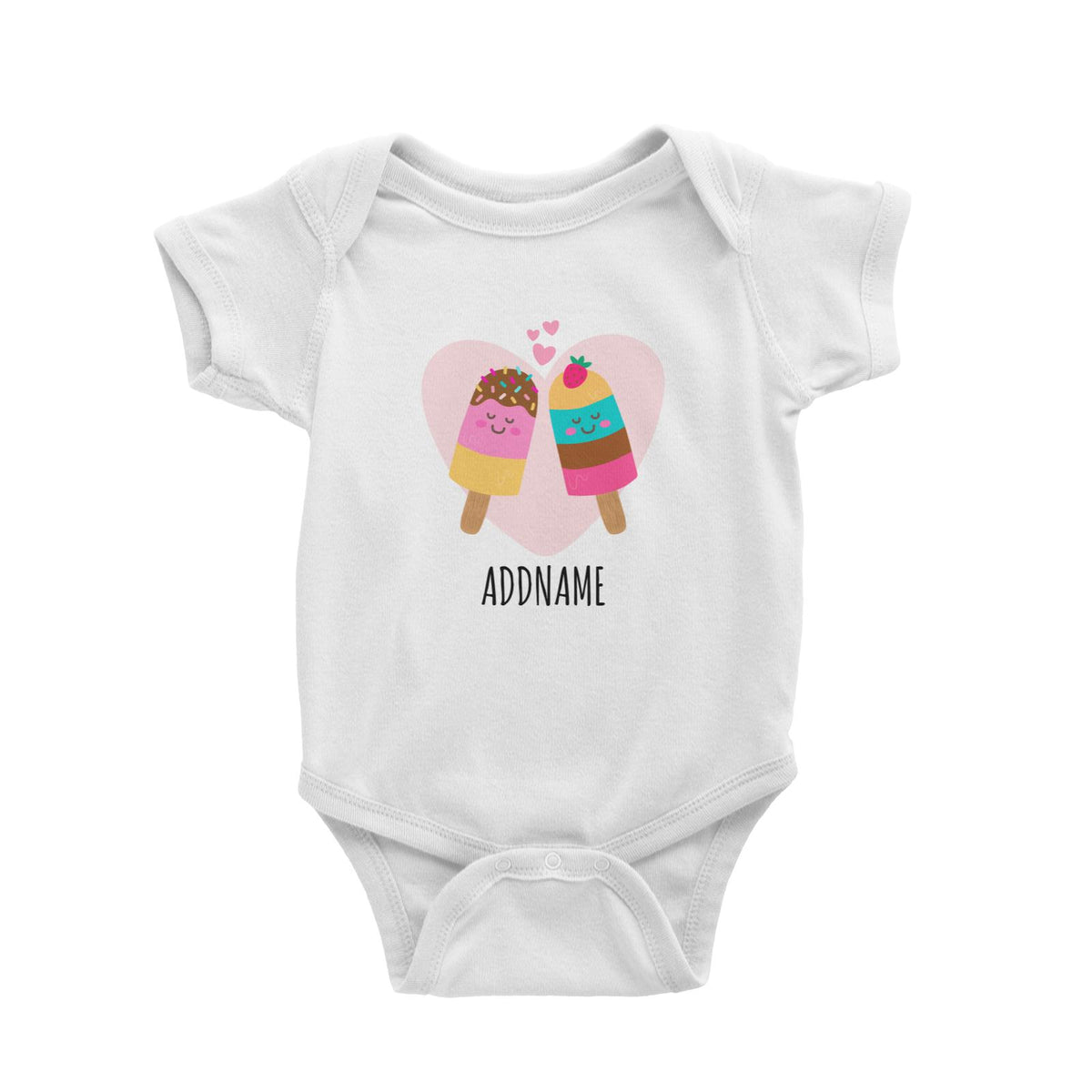 Pastel Ice Cream in Love White White Baby Romper
