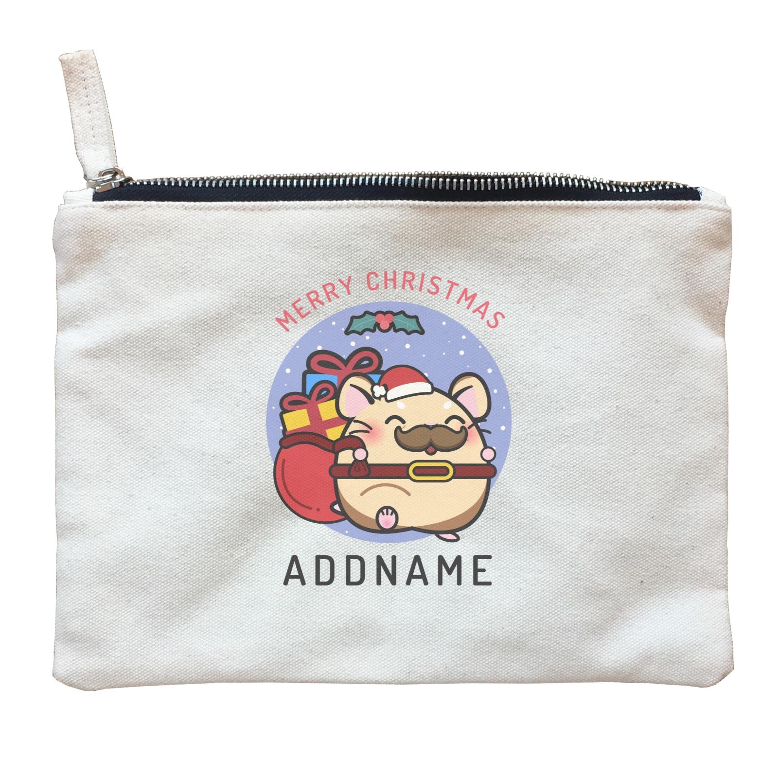 Merry Christmas Cute Santa Father Hamster Zipper Pouch