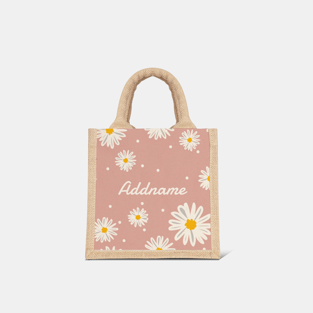 Daisy Series Half Lining Lunch Bag - Coral Natural